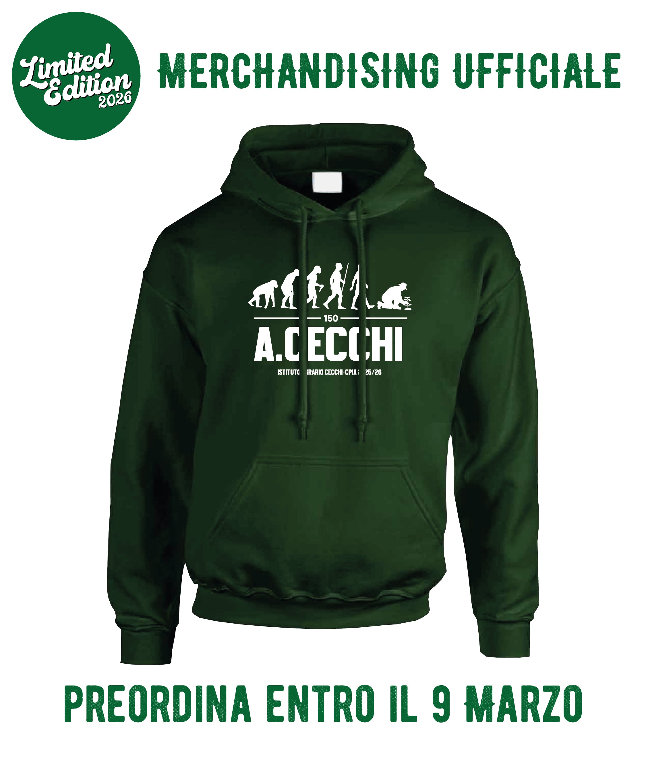 LIMITED EDITION 2026 - Felpa con Cappuccio Forest Green