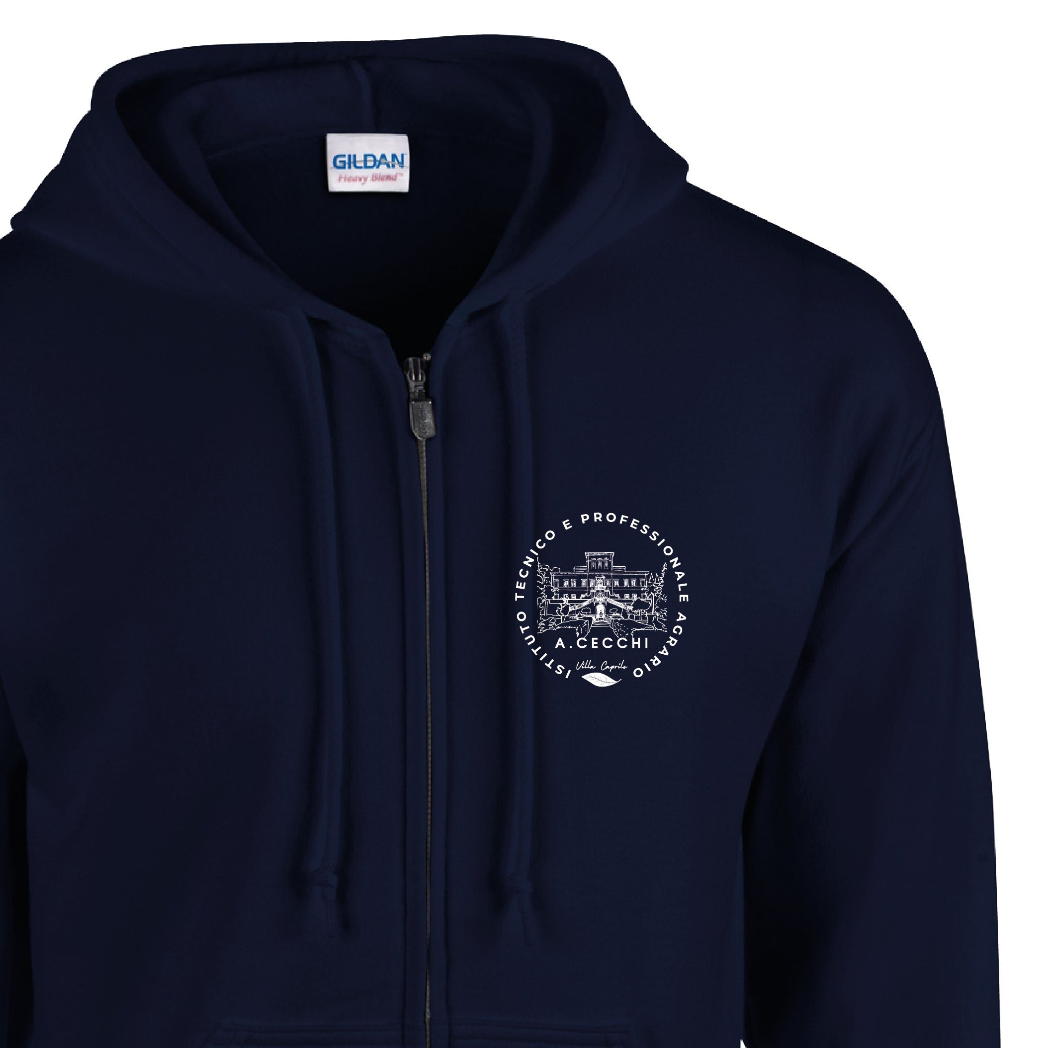 Felpa con Zip e Cappuccio Blu Navy